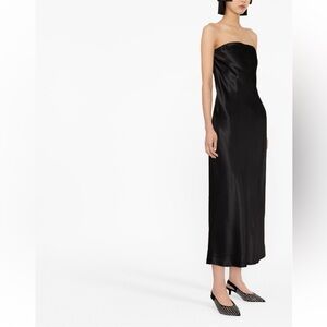 Reformation Joanne Silk Dress Black Strapless Dress size 6